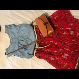 Pinafore Sleeveless Chambray Blouse